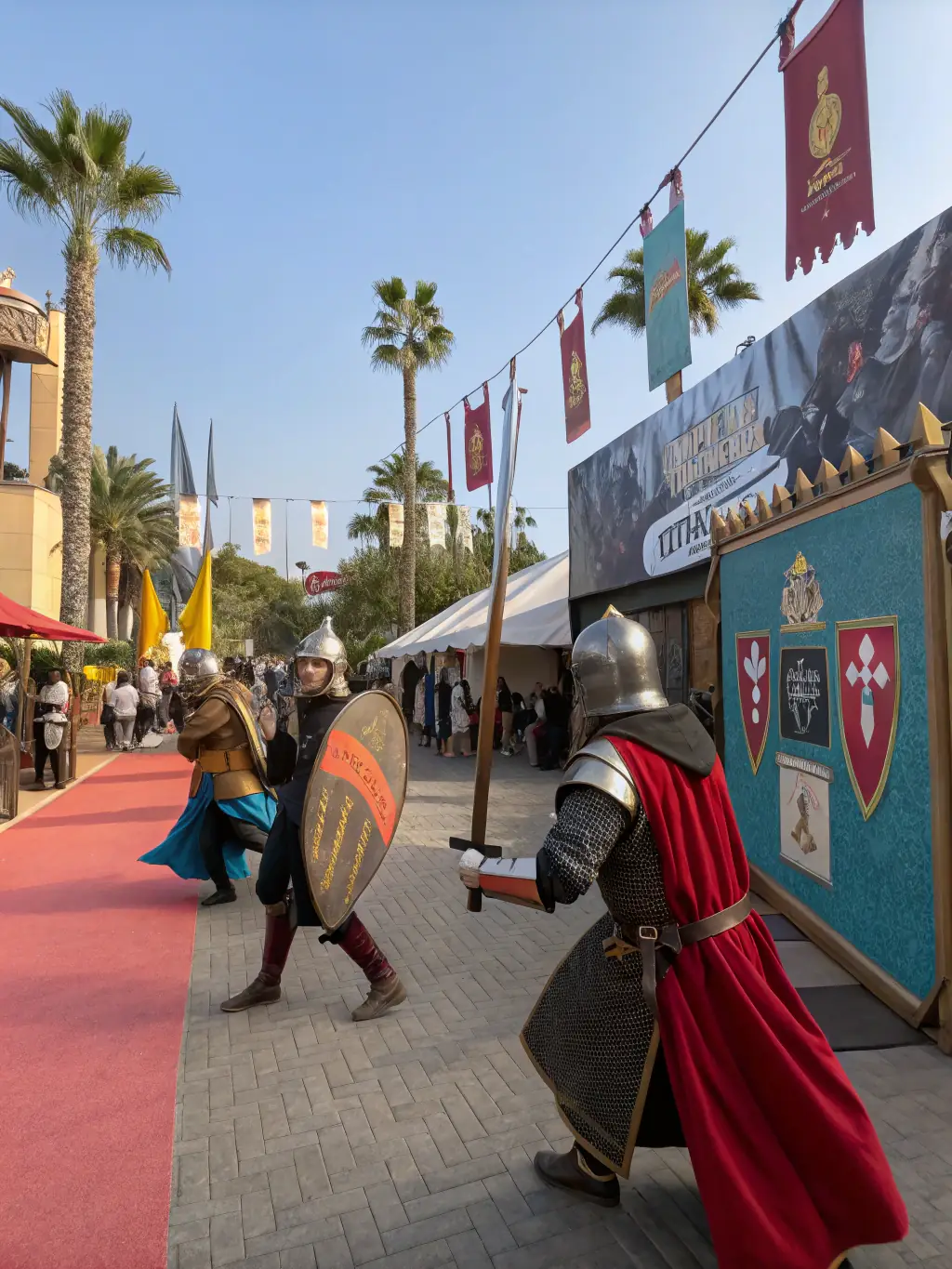 A photograph of a historical reenactment event organized by KROG E BARZ, featuring participants in period costumes and engaging in activities that recreate historical scenes.